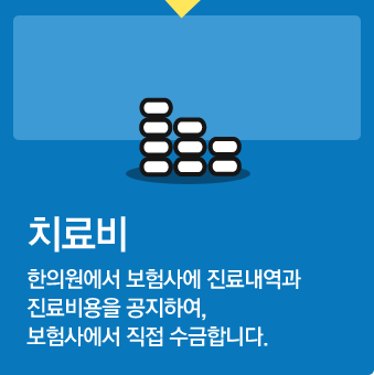 치료비 - 한의원에서 보험사에 진료내역과 진료비용을 공지하여, 보험사에서 직접 수금합니다.